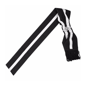Knights Templar Provincial Officers Sash Black & White Moire Sash with Silver <b>Braid</b> & Black Fringe Lace - Product Image 1