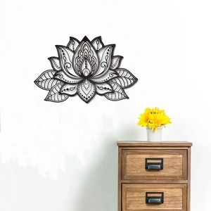 CIFbuy Decorazione da parete Boho, decorazione da parete in metallo con mandala nero, design verticale con fiore di loto, per camera da letto, soggiorno, ufficio - Product Image 3