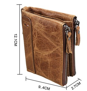 Factory Custom Genuine <b>Leather</b> Tri Fold Wallet <b>Men</b> Top Grain Cowhide Card Holder Small Vintage Pocket <b>Purse</b> LTW-0116 - Product Image 2