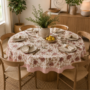 Wholesale Luxurious Elegant 70" Hand Block Print Cotton Jaipuri Floral Wrinkle-Free <b>Table</b> <b>Cover</b> Reusable Banquet Home Cafe Hotel - Product Image 5