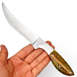 Couteau de filetage de chasse artisanal A&M Enterprises, lame droite en acier inoxydable, manche à motif plume vert olive, OEM - Product Image 2