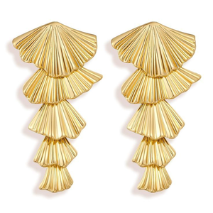 Pendientes de aro redondos de latón chapado en oro pulido, elegantes y colgantes, para mujer, de HF CRAFTS - Product Image 1