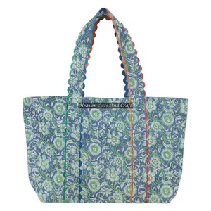 Sac à main en coton indien imprimé à la main Ric Rac pour femmes, sac fourre-tout fait à la main avec sac à main - Product Image 1