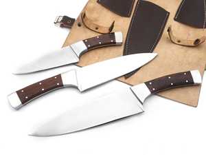 Ensemble de couteaux de chef en acier inoxydable sur mesure OEM, outils de cuisine professionnels, couteau à manche en bois, vente chaude, ensemble de couteaux de chef de qualité supérieure - Product Image 4