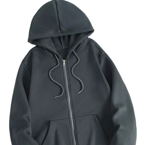 Sudadera con Capucha Roja para Hombre, Cierre de Cremallera, Corte Regular, Color Sólido, Informal, Tejida en Algodón, para Otoño - Product Image 5