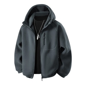 เสื้อฮู้ดดี้สตรีทแวร์สำหรับผู้ชาย ผ้าฝ้าย/ใยไผ่ พิมพ์ลายยางนูนแบบเทคนิค ซิปแบบพิเศษ สำหรับวิ่งและเล่นกีฬา - Product Image 6