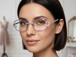 Gafas de Sol Sin Montura con Cristales Morados, Adornadas con Diamantes Moissanite, Gafas de Lujo Unisex, Estilo Hip Hop, de Diseñador - Product Image 2