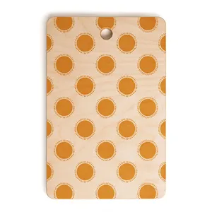 Planche à découper ronde en bois moderne faite à la main avec motif de fleurs en émail, durable et légère, pour la cuisine, la découpe des légumes - Product Image 1