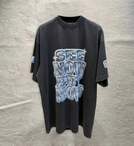 เสื้อยืดพิมพ์ลายกราฟิกสไตล์วินเทจ ผ้าคอตตอนหนานุ่ม ทรงโอเวอร์ไซส์ สำหรับผู้ชาย ขายส่ง - Product Image 5
