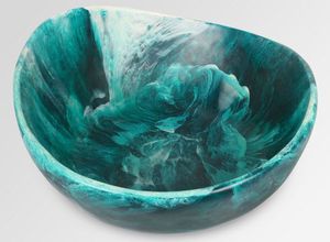 Beautiful Handmade Epoxy Resin Bowl Featuring Emerald Marble Effect and Pearl Finish <b>Crafted</b> for Decorative Purposes - Product Image 2