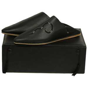 Babouches marocaines en cuir véritable Biyadina pour hommes, décorées de Sarma, noires - Product Image 2