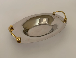 Bandeja de acero inoxidable de alta calidad con asas, bandeja decorativa de diseño clásico para servir jugos, para hoteles, cafeterías y mesas. - Product Image 1