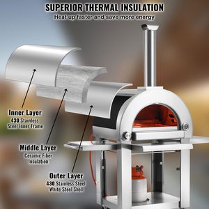Forno Pizza Portatile da 22 Pollici a Doppia Alimentazione (Pellet e Gas) per Esterni, in Cordierall Rinforzato per Campeggio e Accessori - Product Image 5