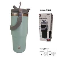 Termo de Viaje Portátil de Acero Inoxidable de 750 ml, Diseño Minimalista, con Asa, en Caja de Color