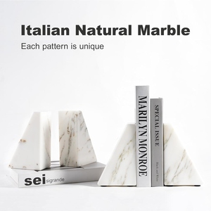 Hot Selling Marble <b>Book</b> Ends White Decorative Natural <b>Book</b> Stopper Unique Decorative Bookend for Home Shelves Library decor - Product Image 3