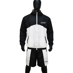 Conjunto Deportivo Corto Impermeable Ligero de Nailon Personalizado al por Mayor con Cierre de Cremallera para Correr y Trotar en Color de Contraste - Product Image 1