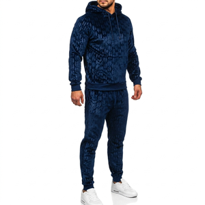 Light Blue Hooded Tracksuit Set Full Sleeve Solid Color Casual Loose Fit Drawstring <b>Pants</b> and Sweatshirt 100% Cotton Autumn - Product Image 4