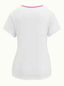 ชุดยูนิฟอร์มพยาบาลคอวีสำหรับผู้หญิง แขนสั้น ผ้าทอเนื้อยืด กระเป๋าปักลายคู่ ดีไซน์สีตัดกัน สำหรับใช้ในโรงพยาบาล - Product Image 6