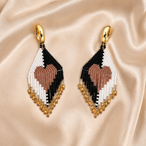 Pendientes Colgantes Boho de Aro Dorado con Borlas de Cuentas Hechas a Mano y Diseño de Corazón para Fiesta, para Mujer - Product Image 6