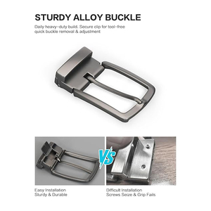 Ceinture en cuir véritable avec boucle ardillon micro-réglable, ajustement fin, moderne, pour tenue habillée ou décontractée, boucle en alliage, largeur 3,5 cm, imperméable - Product Image 5