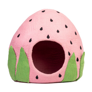 Cama para Gatos de Fieltro de Lana a Granel, Hecha a Mano, Gris Rayada, Forma Ovalada, Desmontable y Lavable, Fabricada en Nepal, OEM, Marca Privada, Gran Volumen - Product Image 1