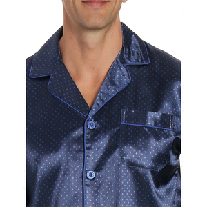 Pijamas de Hombre de Manga Corta, 100% Seda Satén, Ligeros, Talla Personalizada, Bolsillos, Color y Diseño Personalizables, Servicio OEM al por Mayor - Product Image 3