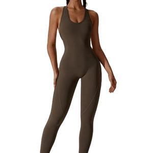 Women Cross Back Seamless <b>Jumpsuit</b> Elasticity Yoga Romper Running <b>Sports</b> Quick Drying Sleeveless Fitness Gym Scrunch <b>Bodysuits</b> - Product Image 1