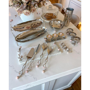 Bol de service de qualité supérieure en métal blanc et doré avec intérieur plaqué or, bols décoratifs faits à la main pour les fêtes - Product Image 6