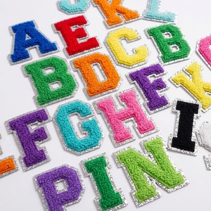 Luxury Chenille Letter Embroidery <b>Patch</b> with Gold Edge Iron <b>On</b> <b>Sew</b> <b>On</b> Alphabet A to Z <b>Patches</b> for Hats Clothing Jackets Hoodies - Product Image 4