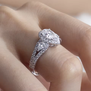 Anillo de compromiso con diamante talla pera, platino, cultivado en laboratorio, color D, certificado IGI, estilo clásico, para mujer - Product Image 2