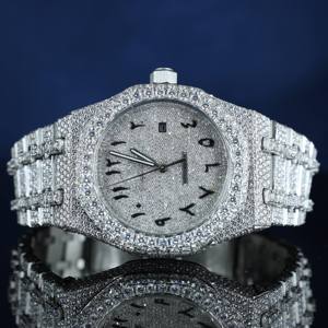 Reloj de Lujo con Diamantes Cuadrados de Alta Gama, 46 mm, Esfera con Indicadores, Resistente al Agua, Cuarzo, Acero Inoxidable, Fecha Automática - Product Image 1