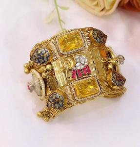 Glamorous Premium Quality Brass Handmade Gold Plated Moissanite Classic Kundan <b>Bangles</b> Two-Pair <b>Bangle</b> <b>Set</b> Women Wedding - Product Image 2