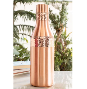 Botella de agua de cobre hecha a mano con diseño curvo tipo cola, a prueba de fugas, reutilizable, para uso diario, oficina y exteriores. - Product Image 2