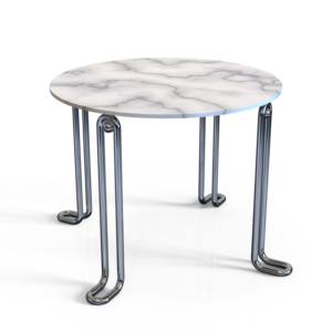 Elegante y Duradera Mesa de Centro Redonda con Superficie Metálica, Patas de Tubo Metálico Escultóricas y Estructura Metálica para Decoración Moderna del Hogar - Product Image 4
