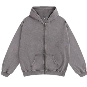 Vintage Streetwear Acid Wash Oversized <b>Black</b> Color <b>Hoodie</b> Heavyweight Pullover Hooded Sweatshirt Custom Logo Terry <b>Zipper</b> <b>Hoodie</b> - Product Image 5