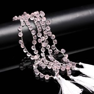 Perles de quartz rose naturel facettées en forme d'oignon 7-9 mm, perles de quartz rose facettées en forme de goutte d'eau, perles briolette pour la création de bijoux 8 pouces - Product Image 1