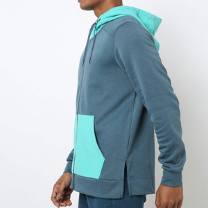 Sweat-shirt à capuche zippé bleu pour homme, style color block, tricoté, décontracté, avec poches, maintenant disponible à la vente à un prix raisonnable - Product Image 5