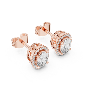 Pendientes con Diamantes Cultivados en Laboratorio de Corte Ovalado de 0.5CT, Engastados en Oro Rosa de 18K, para Mujer, Regalo de Compromiso, Boda, San Valentín, Uso Diario - Product Image 2