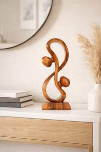 Figurine abstraite en bois artistique, design unique, décoration de luxe pour la maison, accent décoratif en bois massif pour table. - Product Image 3