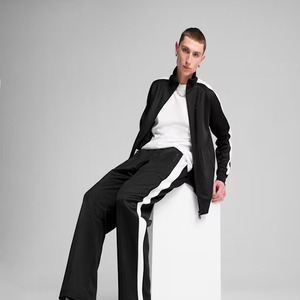 Wholesale <b>Men</b> Black Tracksuit with <b>White</b> Side Stripe Zip <b>Jacket</b> and Jogger Pants Two Piece Casual Sportswear Training Outfit Set - Product Image 3