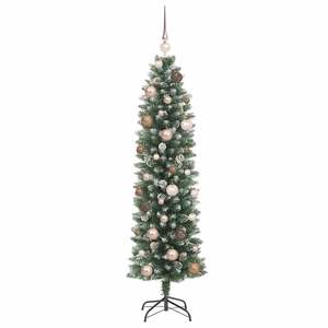 Sapin de Noël artificiel mince vert et blanc de 59,06 pouces - Product Image 4