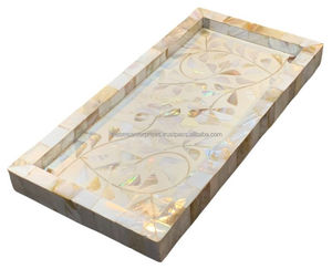 Plateau de nacre de luxe fait à la main belle conception d'incrustation de coquille pour offrir et servir - Product Image 3