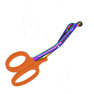 Ciseaux EMT 7,25 pouces, lames arc-en-ciel avec manche orange, acier inoxydable allemand, ciseaux utilitaires EMT, bandage de traumatisme, paramédical - Product Image 3