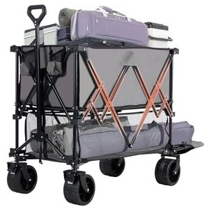 Carrello da Giardino Pieghevole a Doppio Strato con Freni, Capacità 450 libbre, 54 Pollici Extra Lungo, Ruote da 7 Pollici per Tutti i Terreni, Ideale per Campeggio - Product Image 5