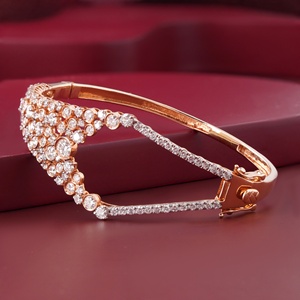 Bracelet en or rose 14 carats serti de diamants ronds de 3,62 carats cultivés en laboratoire, en forme de bulle - Product Image 3