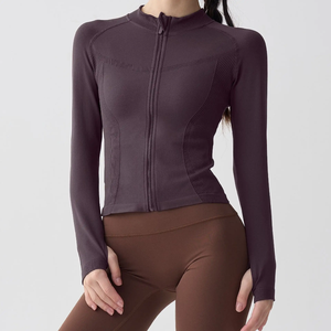 Women Men Yoga <b>Jacket</b> Slim Fit Eco-Friendly Breathable Quick Dry Stand Collar Activewear Fitness <b>Workout</b> - Product Image 1