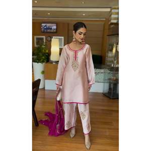 Ensembles de vêtements de fête pour femmes, haut, palazzo, dupatta avec travail de séquence - Product Image 2