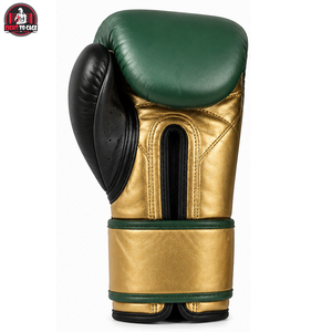 Gants de boxe en cuir PU vert et or, durables, nouvelle arrivée, qualité supérieure, meilleur fournisseur, dernier style, logo personnalisé - Product Image 5