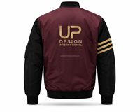 Blouson Bomber Homme Personnalisé Bordeaux et Noir, Coupe-Vent avec Poignets Côtelés, Style Streetwear, Vente en Gros OEM Usine