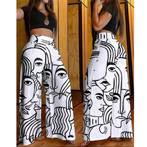 Regular Fit Straight Casual Autumn Women's Breathable Eco-Friendly Canvas <b>Elastic</b> <b>Waist</b> Solid 100% Cotton High Quality <b>Trousers</b> - Product Image 1
